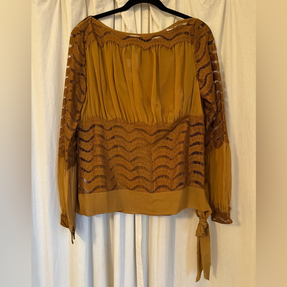 DKNY Mustard Lace Blouse NWT